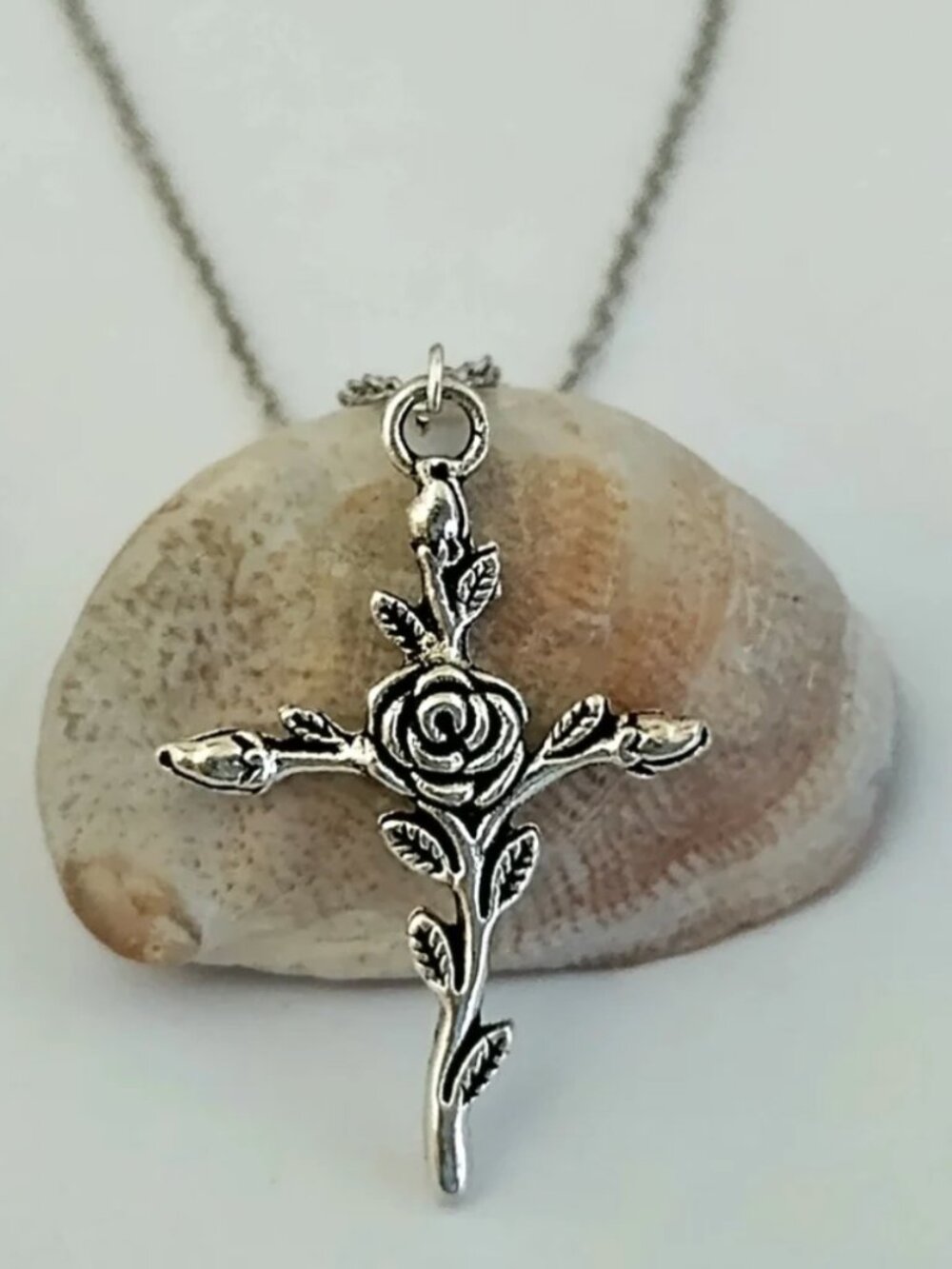 Rose Of Sharon Ornate Cross Necklace